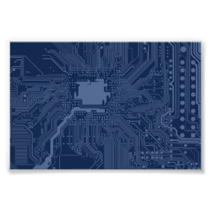 Foto Patrón de circuito de la tarjeta madre azul geek