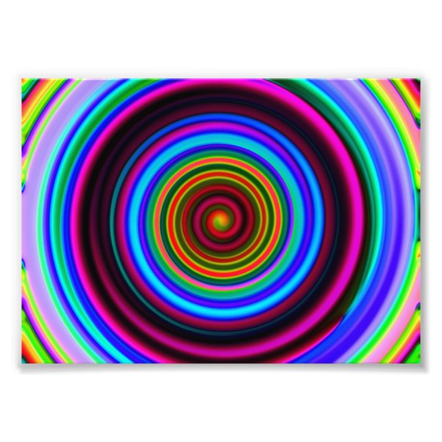 Foto Patrón de Círculo Espiral Neon Retro (Frente)