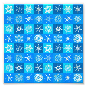 Foto Patrón de copos de nieve azules