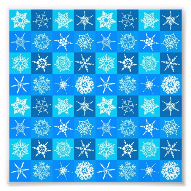 Foto Patrón de copos de nieve azules (Frente)