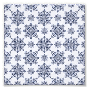 Foto Patrón de Damasco de copo de nieve azul