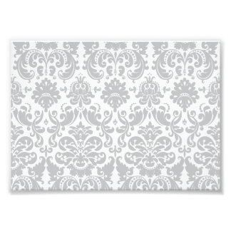 Foto Patrón de Damasco gris y blanco elegante