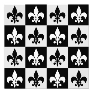Foto Patrón de flor blanco negro controlado-De-Lis