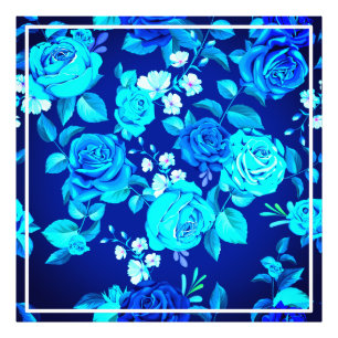 Foto Patrón de flores de rosa azul clásica-87600