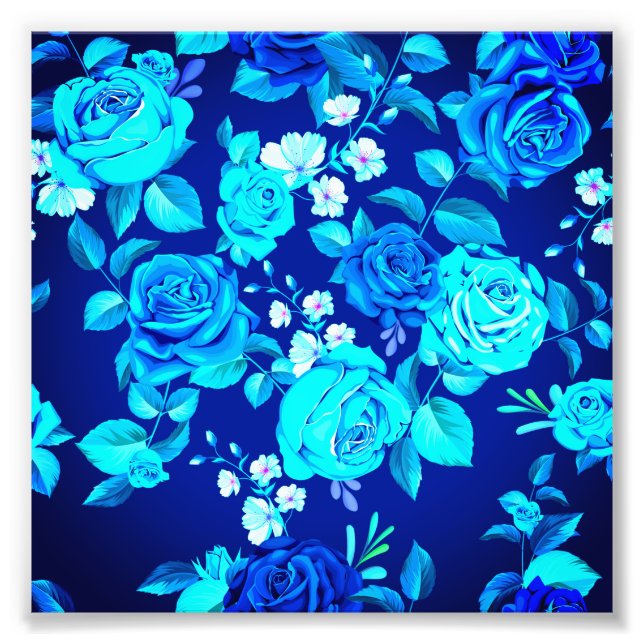Foto Patrón de flores de rosa azul clásica-87600 (Frente)