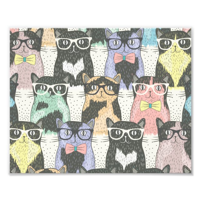 Foto Patrón de gatos hipster (Frente)
