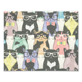 Foto Patrón de gatos hipster lindos