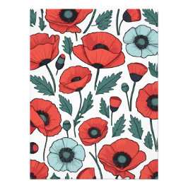 Foto Patrón de Ilustracion de las flores de adormidera 