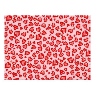 Foto Patrón de leopardo de corazones en rojo sobre rubo