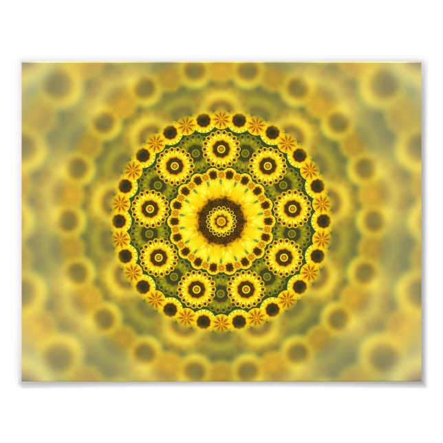 Foto Patrón de Mandala Hippy Sunflower Fractal (Frente)