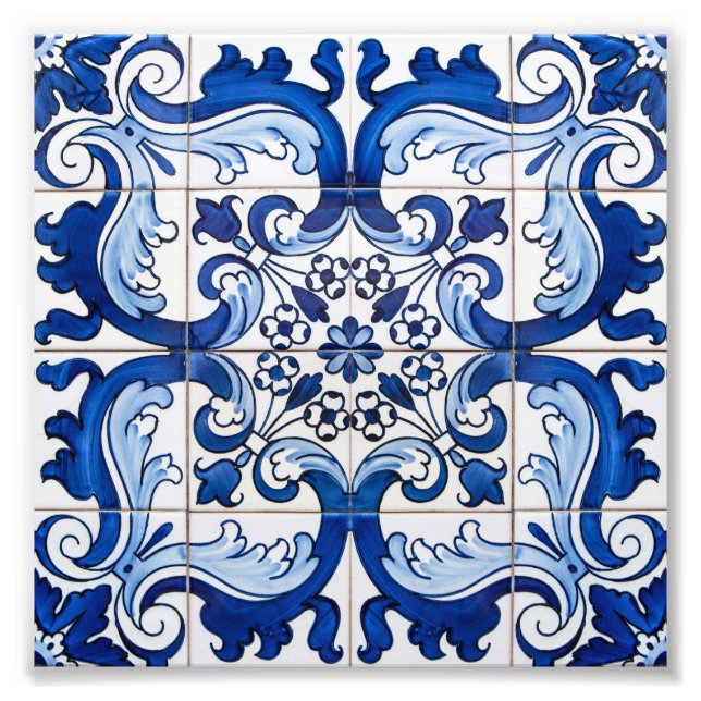 Foto Patrón de mosaico antiguo Azulejo portugués (Frente)