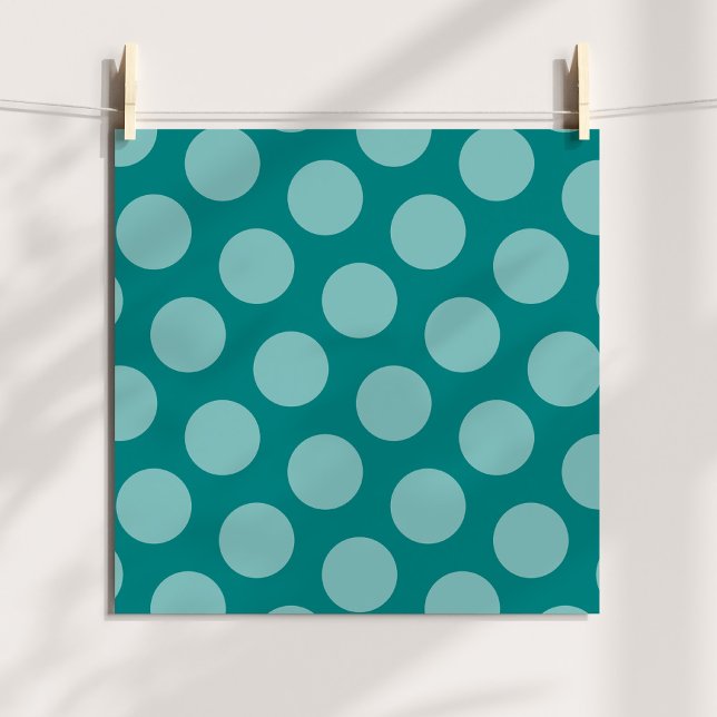 Foto Patrón de puntos de la polka verde azulada (Teal Polka Dot Pattern Photo Print)