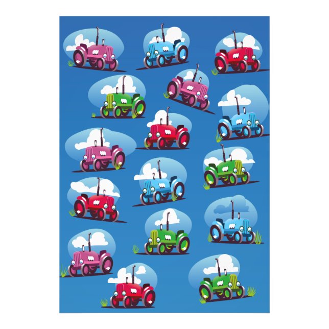 Foto Patrón de Tractor (Fondo Azul) (Frente)