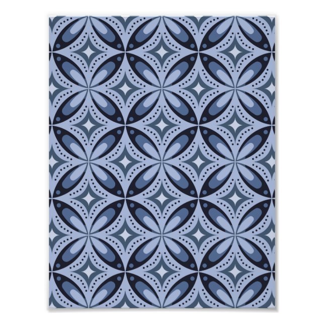 Foto Patrón geométrico azul estilo retro (Frente)