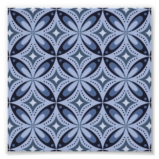 Foto Patrón geométrico azul estilo retro (Frente)
