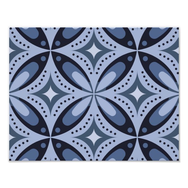 Foto Patrón geométrico azul estilo retro (Frente)