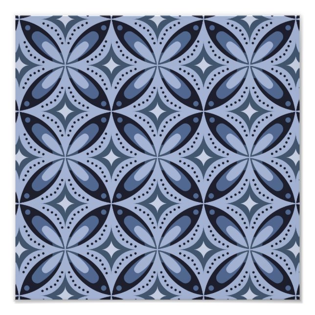 Foto Patrón geométrico azul estilo retro (Frente)