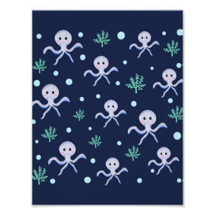 Foto Patrón infantil de pulpo bajo el mar