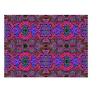 Foto Patrón Trippy Azul Ondulado y Rojo Arcoíris