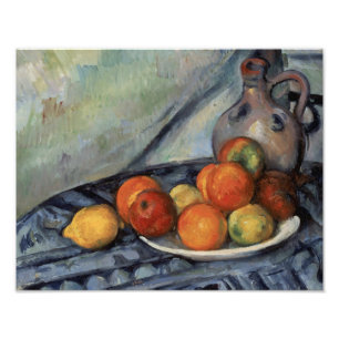 Foto Paul Cezanne - fruta y un jarro en una tabla