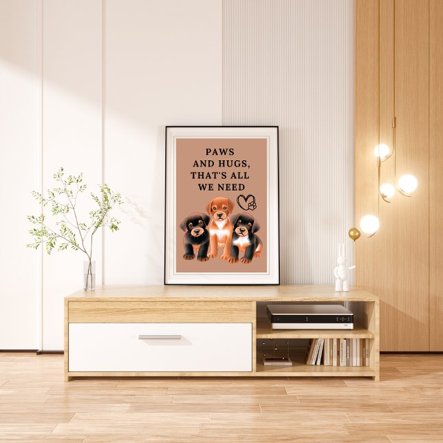 Foto Paws y abrazos, eso es todo lo que necesitamos Wat (Paws and hugs, that's all we need Watercolor Photo Print)