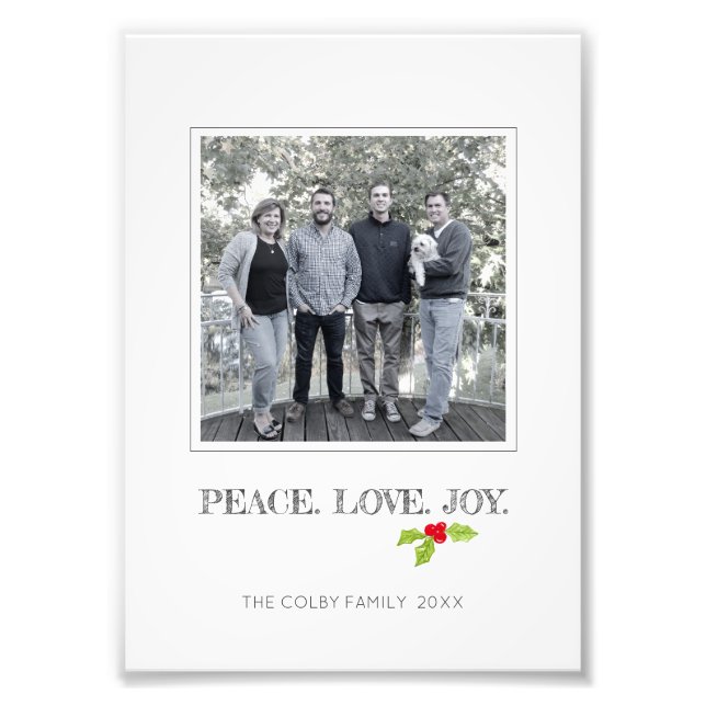 Foto Peace Love Joy Holly Merry Christmas Unique (Frente)