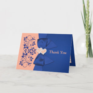 Foto: Peach OPCIONAL, Blue Boda Tarjeta de agradec