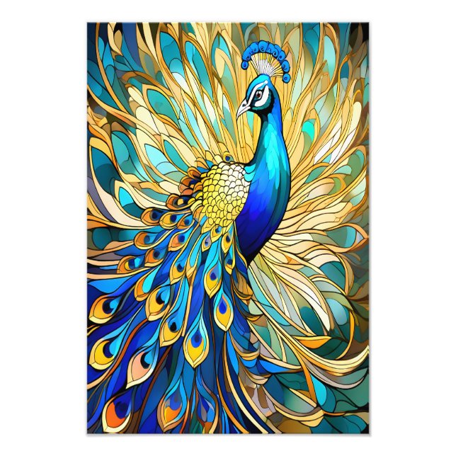Foto Peacock vibrante en el Art Nouveau (Frente)