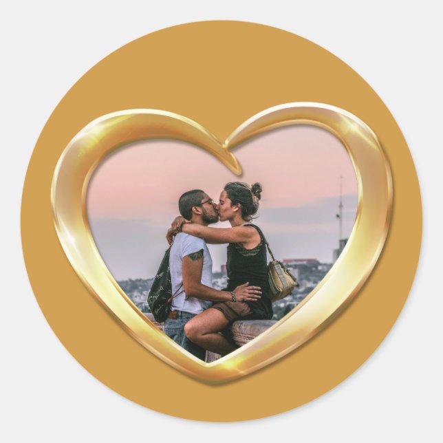 Foto pegatina de corazón de aniversario de oro (Anverso)