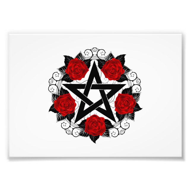 Foto Pentagram con rosas rojas (Frente)