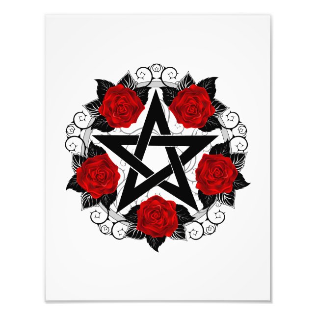 Foto Pentagram con rosas rojas (Frente)