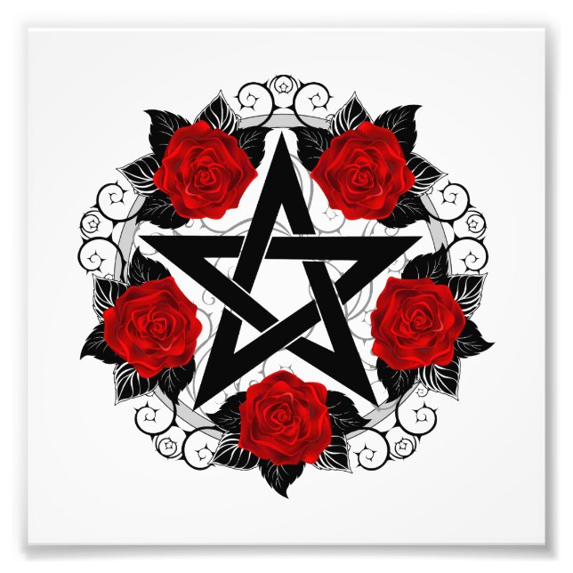 Foto Pentagram con rosas rojas (Frente)