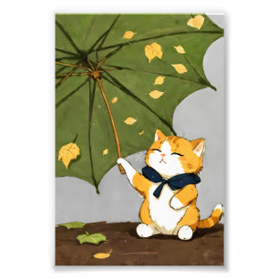 Foto Pequeño gato lindo disfruta el otoño