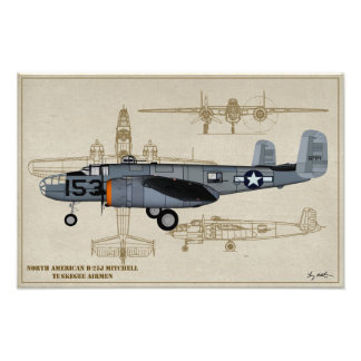 Foto Perfil Art B-25 Mitchell Tuskegee Airmen