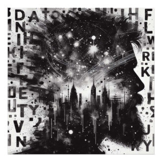 Foto Perfil de hombre de doble exposición con perfil de