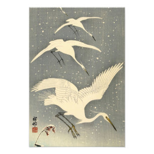 Foto Perfilando garzas en la nieve por Ohara Koson