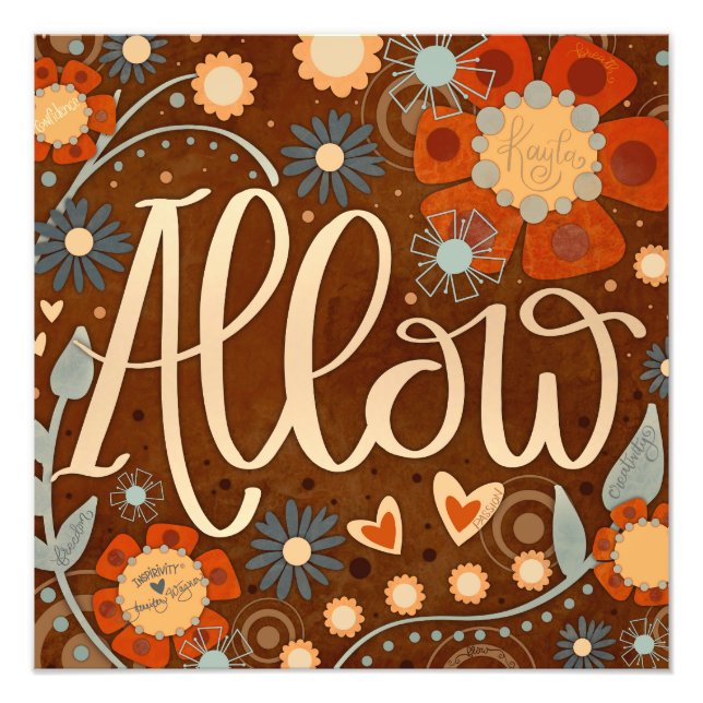 Foto Permitir Bonito floral cardíaca Inspiradora (Frente)