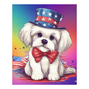 Foto Perrito blanco patriótico del 4 de julio-43568