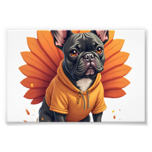 Foto Perrito Bonito Frenchie Día de Acción de Gracias N