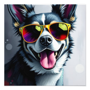 Foto Perro Colorido con Gafas de Sol