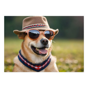 Foto Perro gracioso con gafas y gorra