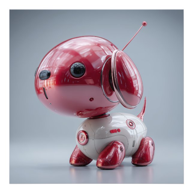 Foto Perro Robot Rojo Brillante (Frente)