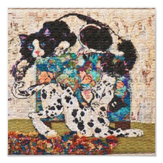 Foto Perro y gato quemados por la alfombra (Frente)