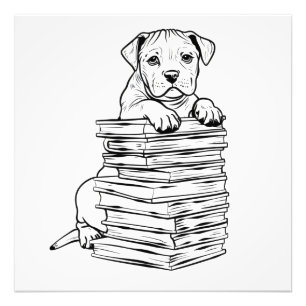 Foto Perro y libros Línea de arte