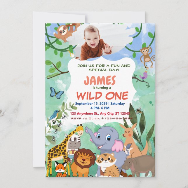 foto personalizada1st Birthday wild one Invitación (Anverso)