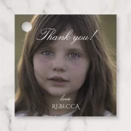 Foto personalizada chica etiqueta de agradecimient