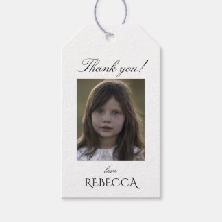 Foto personalizada chica etiqueta de regalo de agr