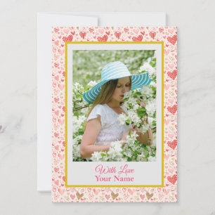 Foto personalizada con corazones de amor rosados