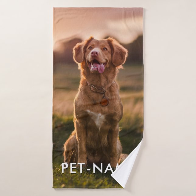 Foto personalizada con el nombre de tu perro (Toalla de baño)