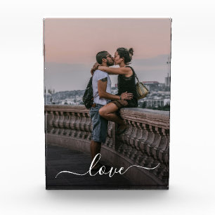 Foto personalizada de enamorados y cita de amor si